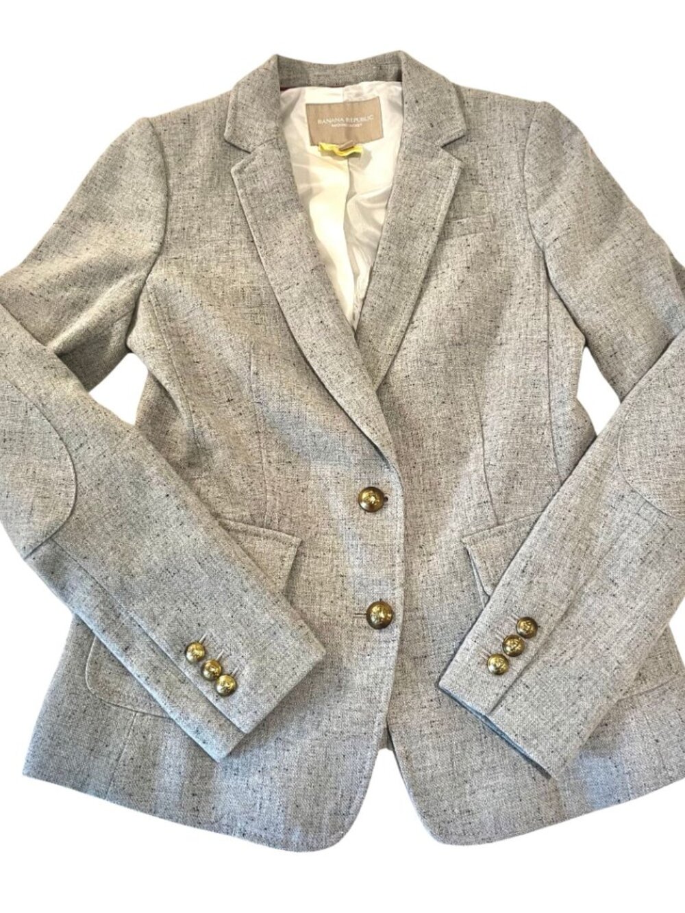 BR Tailored Speckled Gray Wool Blend Tweed Jacket - Picture 5 of 13